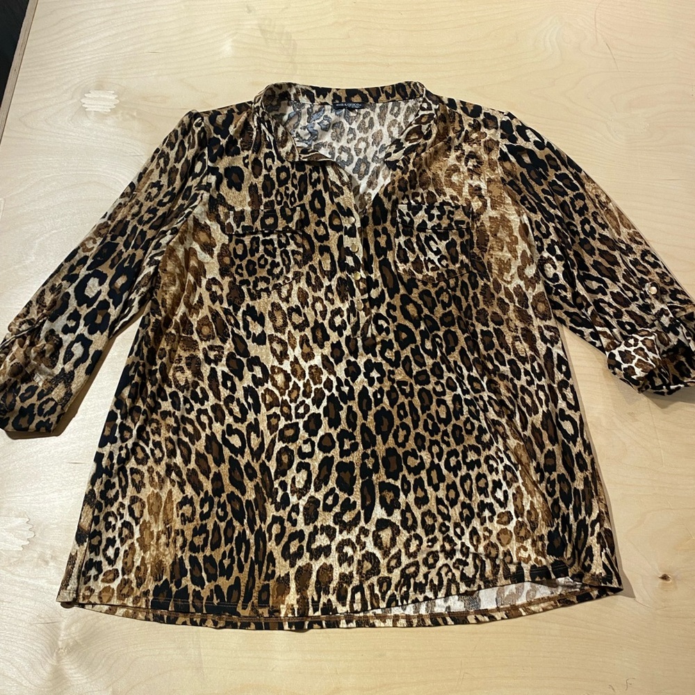 Ava & Grace Woman Leopard Print Blouse 2X (IQ)